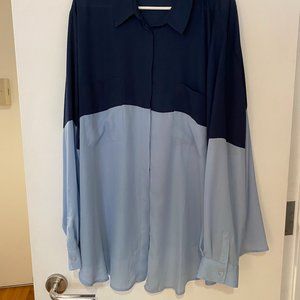 ASOS DESIGN Curve colorblock shirt in navy and light blue